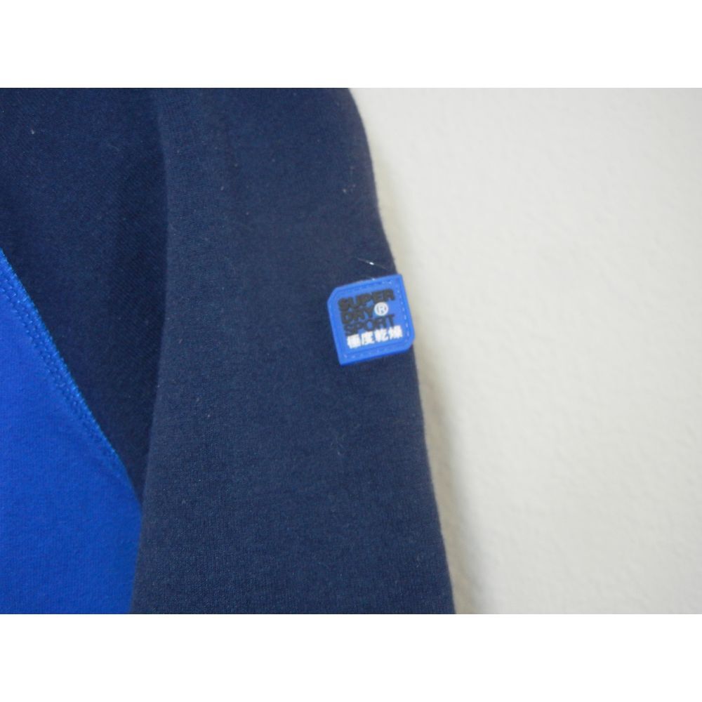 SUPERDRY Sport Men Sweatshirt Sz XL Gym Pullover Black Blue Adult Logo Cotton - Picture 3 of 6